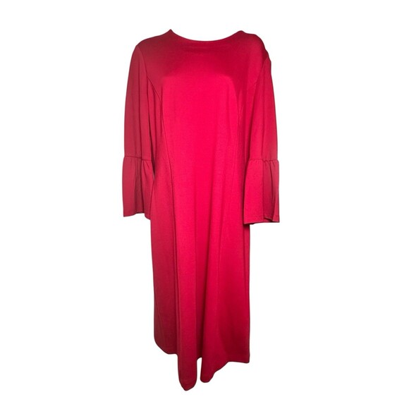 J McLaughlin Women Dress Size L Red Catalina Cloth Bell Sleeve Holiday Career - Picture 1 of 9